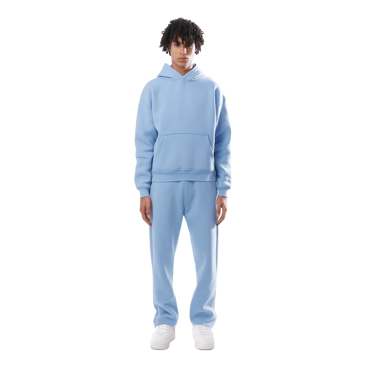 ensemble jogging femme oversize à capuche en bleu clair