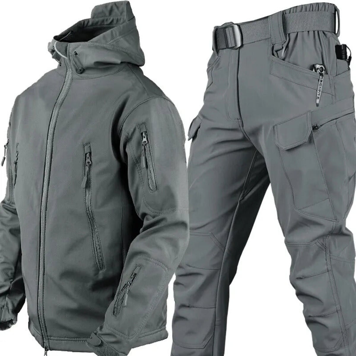 ensemble outdoor homme coupe ajustée capuche en gris