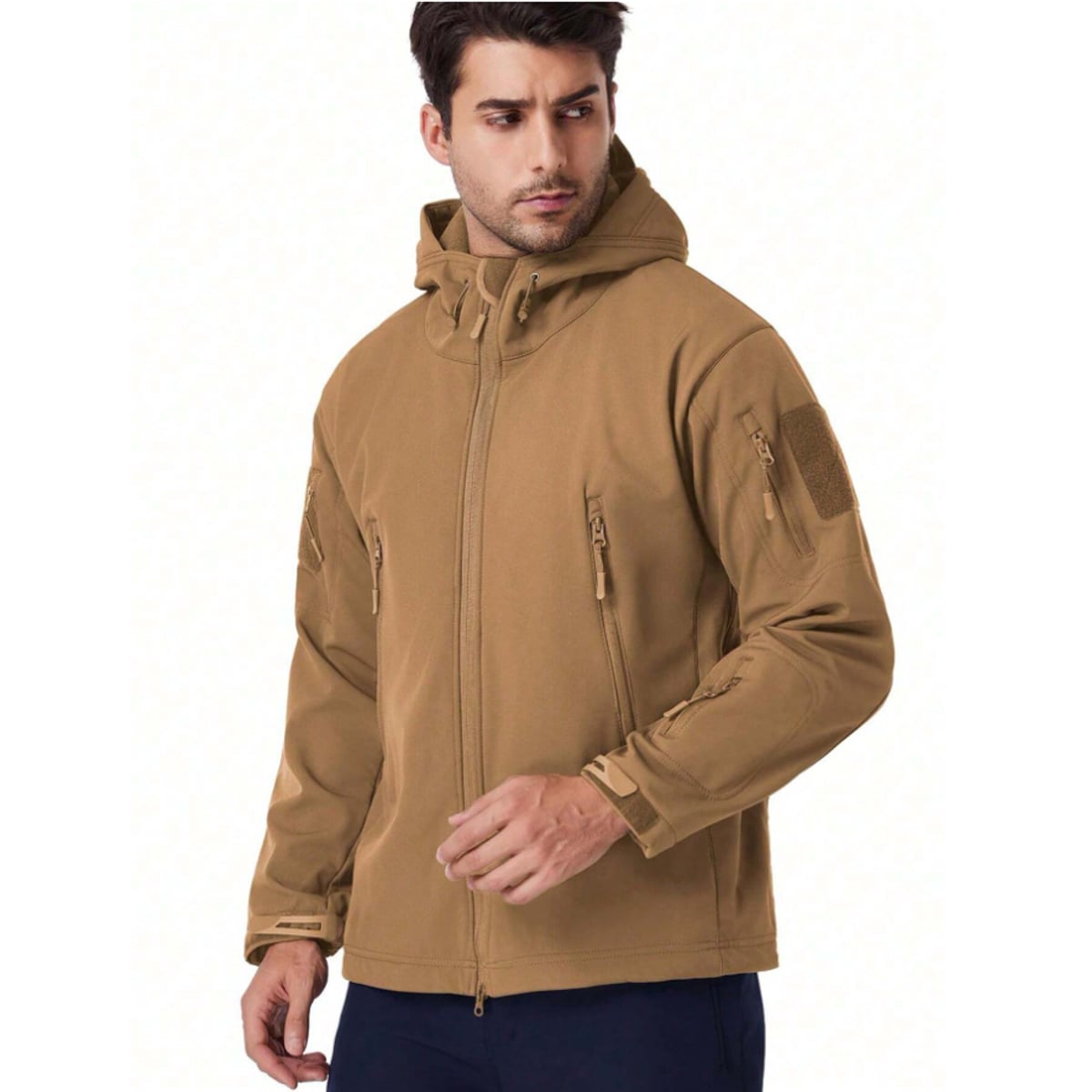 ensemble outdoor homme coupe ajustée capuche en kaki