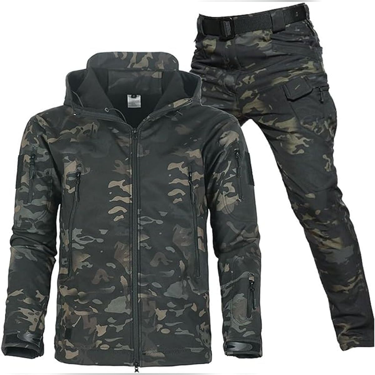 ensemble outdoor homme coupe ajustée capuche en Camouflage foncé