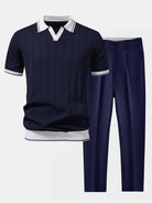 ensemble polo homme manches courtes pantalon en bleu marine
