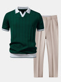 ensemble polo homme manches courtes pantalon en vert
