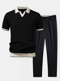 ensemble polo homme manches courtes pantalon en noir