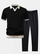 ensemble polo homme manches courtes pantalon en noir