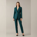 ensemble tailleur femme blazer et pantalon droit en sarcelle