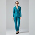 ensemble tailleur femme blazer et pantalon droit en bleu