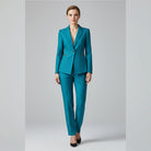 ensemble tailleur femme blazer et pantalon droit en bleu