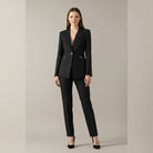 ensemble tailleur femme blazer et pantalon droit en noir