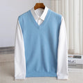 gilet col en v homme coupe ajustée en bleu