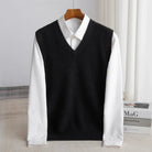 gilet col en v homme coupe ajustée en noir