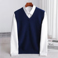 gilet col en v homme coupe ajustée en bleu marine