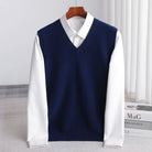 gilet col en v homme coupe ajustée en bleu marine