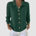 gilet femme col polo boutons manches longues en vert militaire