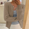 gilet femme col rond coupe ample boutonné en kaki