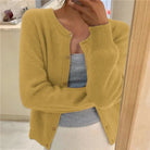 gilet femme col rond coupe ample boutonné en jaune
