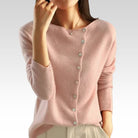 gilet femme col rond manches longues en rose