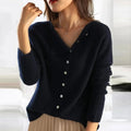 gilet femme col rond manches longues en noir