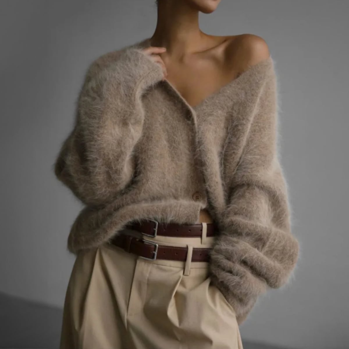 gilet femme oversize col en v