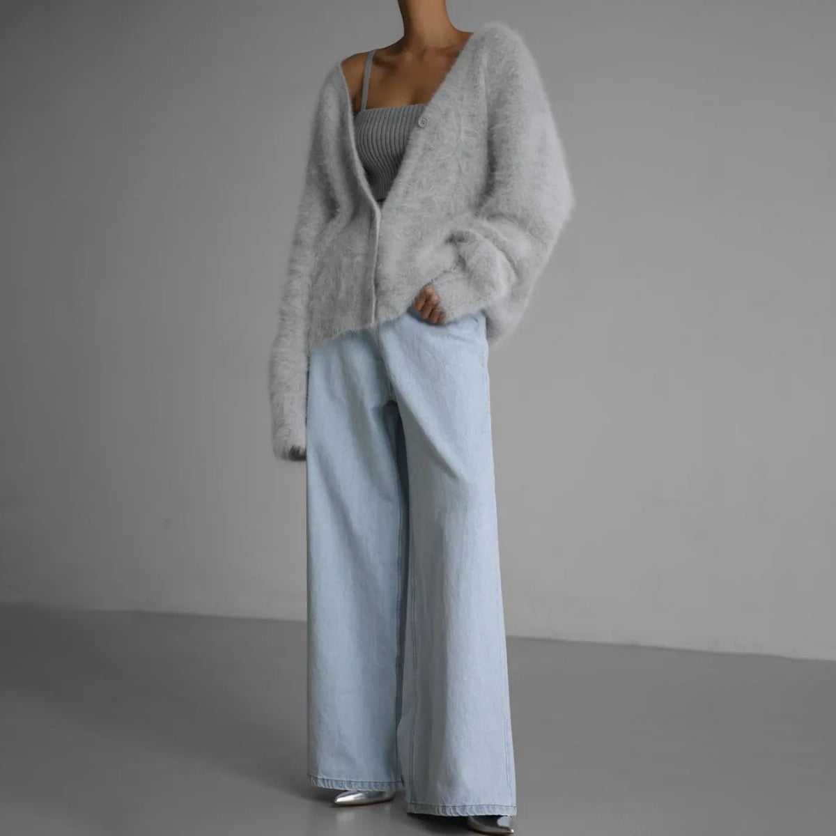 gilet femme oversize col en v