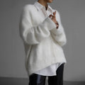 gilet femme oversize col en v en blanc
