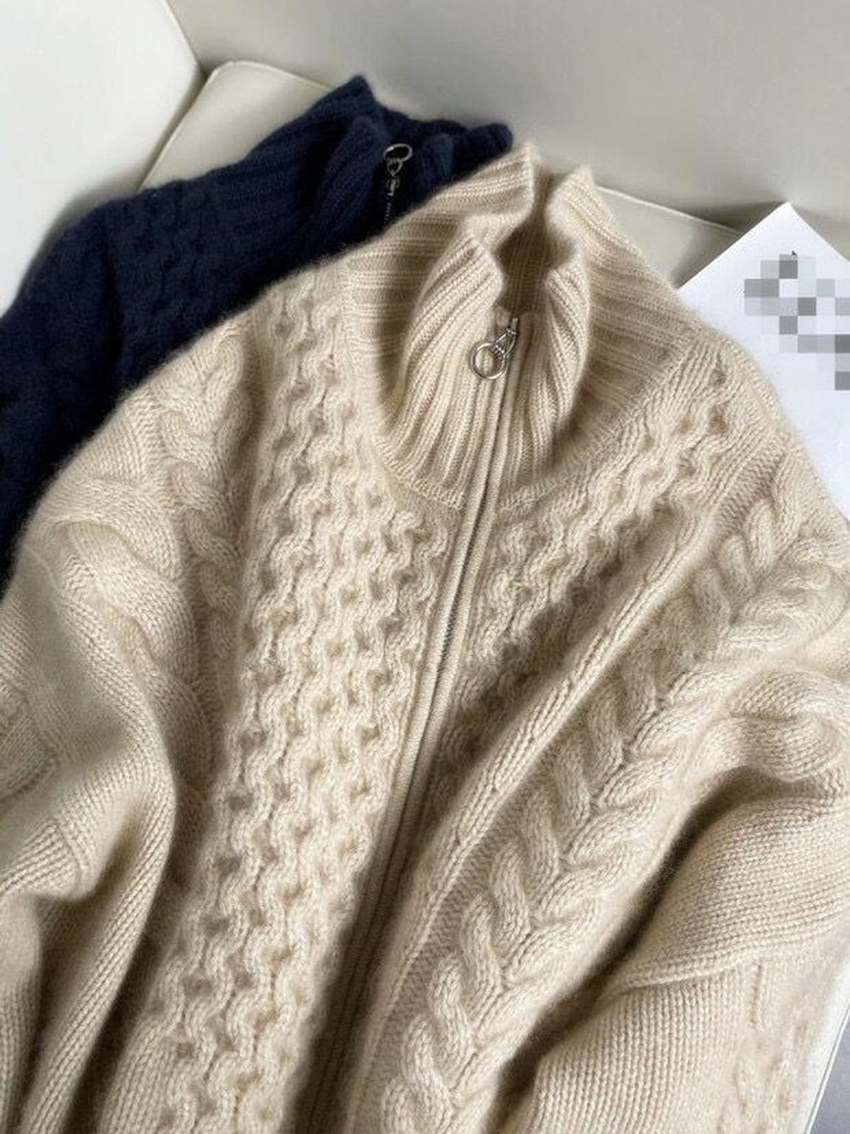 gilet femme oversize torsadé col montant zippé