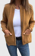 gilet femme zippé poches plaquées en marron