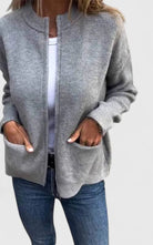 gilet femme zippé poches plaquées en gris