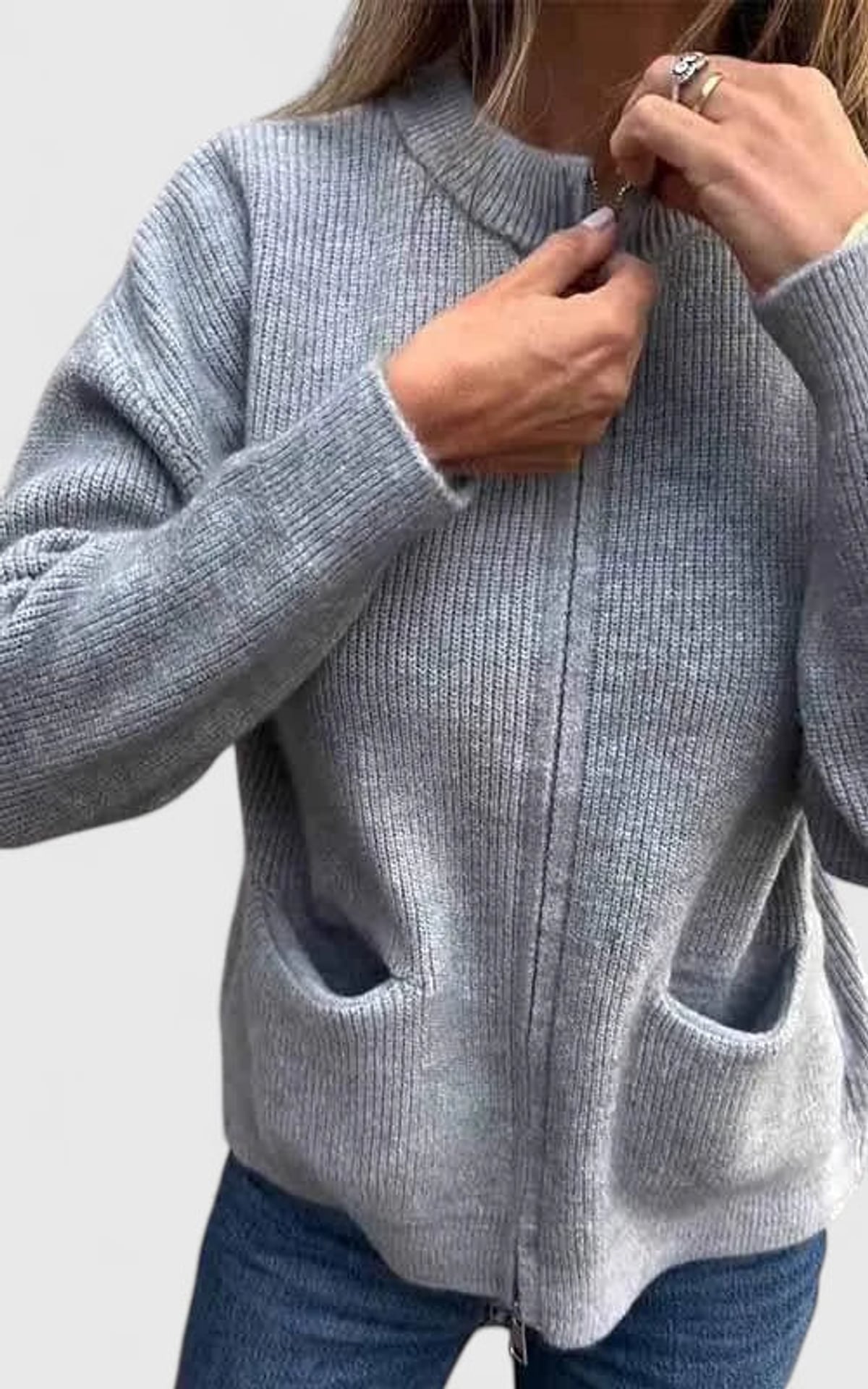 gilet femme zippé poches plaquées en gris