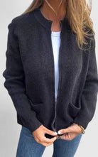 gilet femme zippé poches plaquées en noir