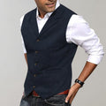 gilet homme col à revers coupe ajustée en bleu marine