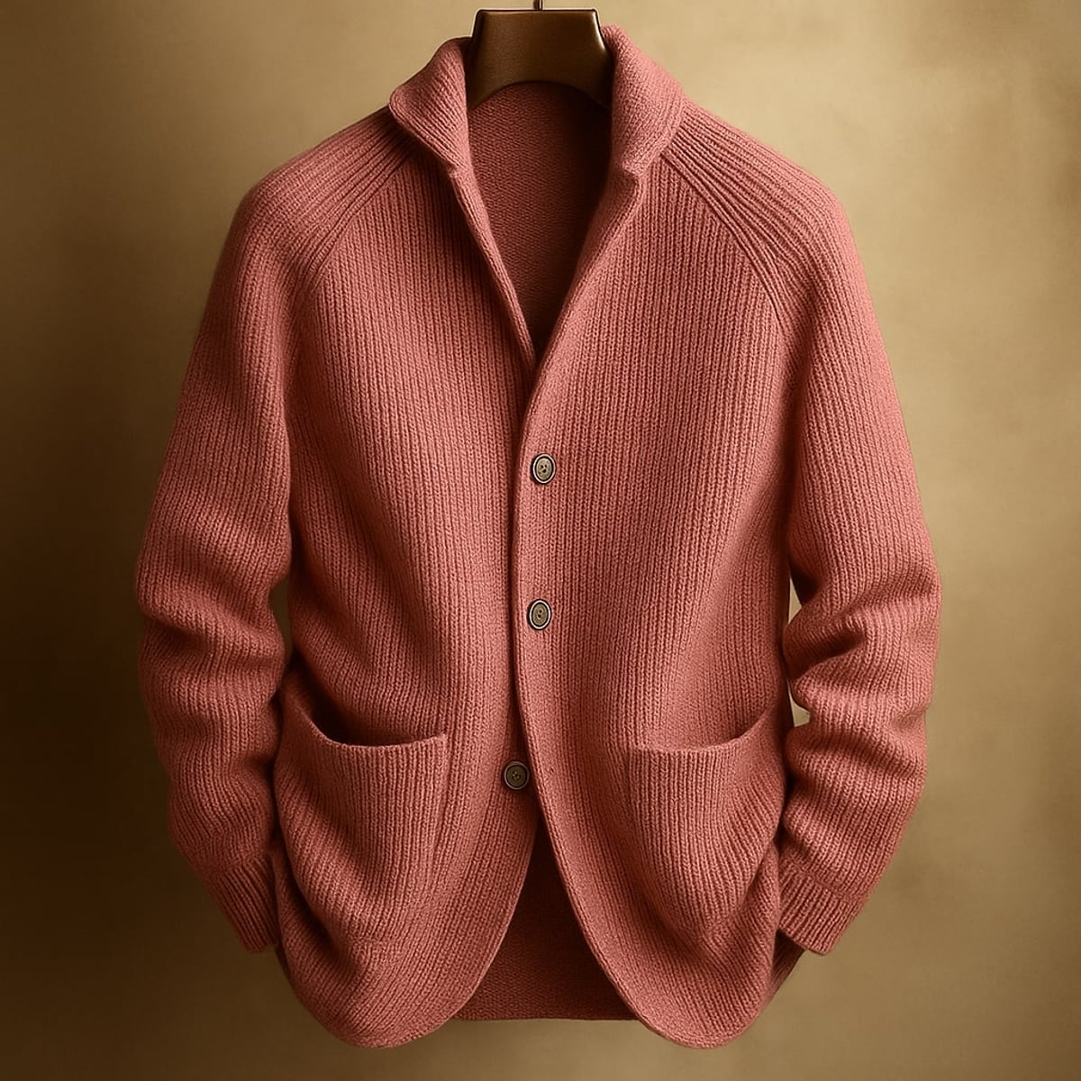 gilet homme col châle boutons en rose