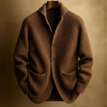 gilet homme col châle boutons en marron