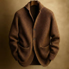 gilet homme col châle boutons en marron