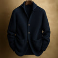 gilet homme col châle boutons en bleu marine