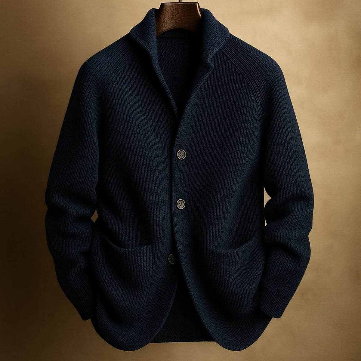 gilet homme col châle boutons en bleu marine