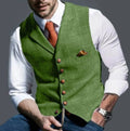 gilet homme col châle sans manches coupe droite en vert