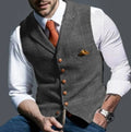 gilet homme col châle sans manches coupe droite en grijs