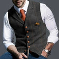 gilet homme col châle sans manches coupe droite en gris fonce