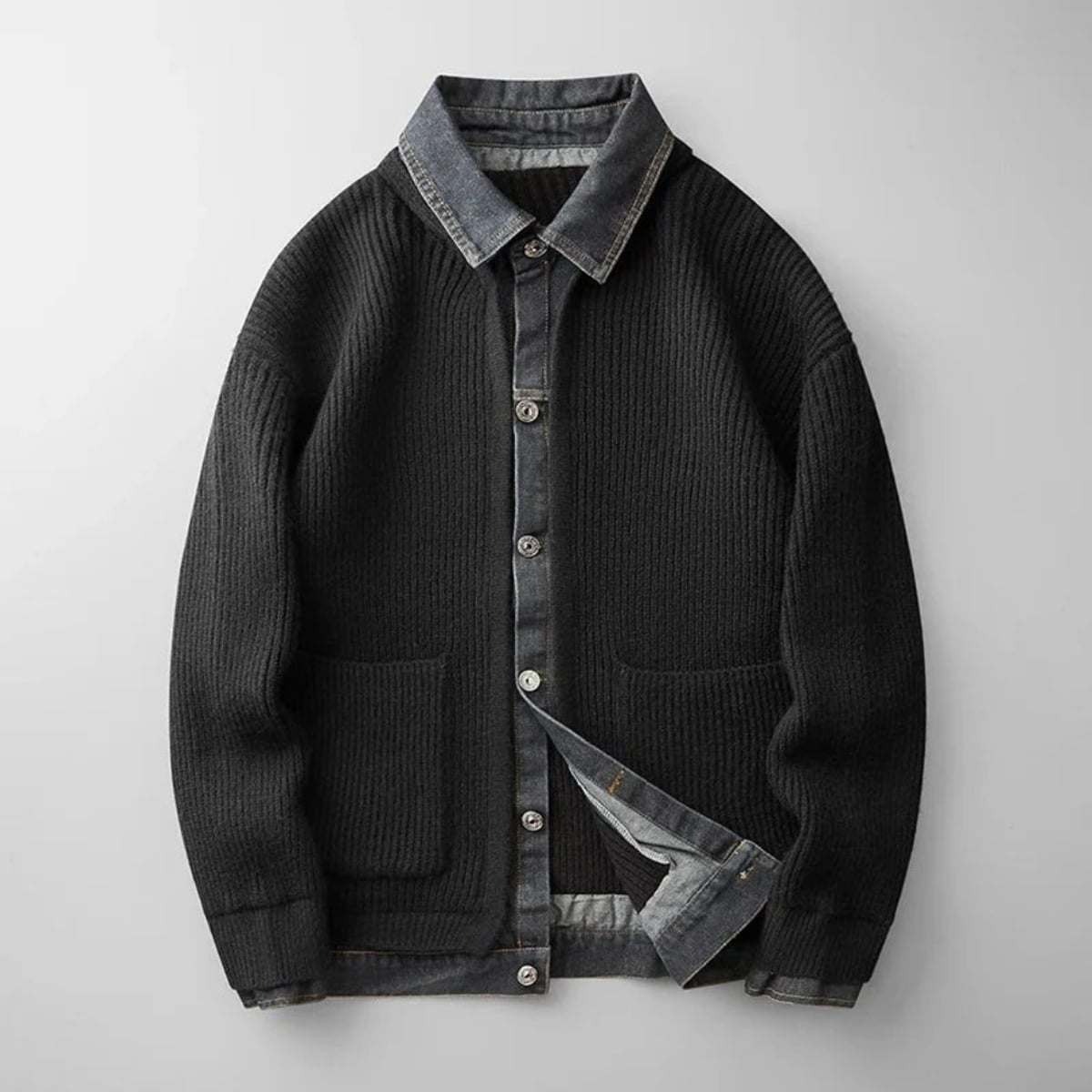 gilet homme col chemise boutonné en noir