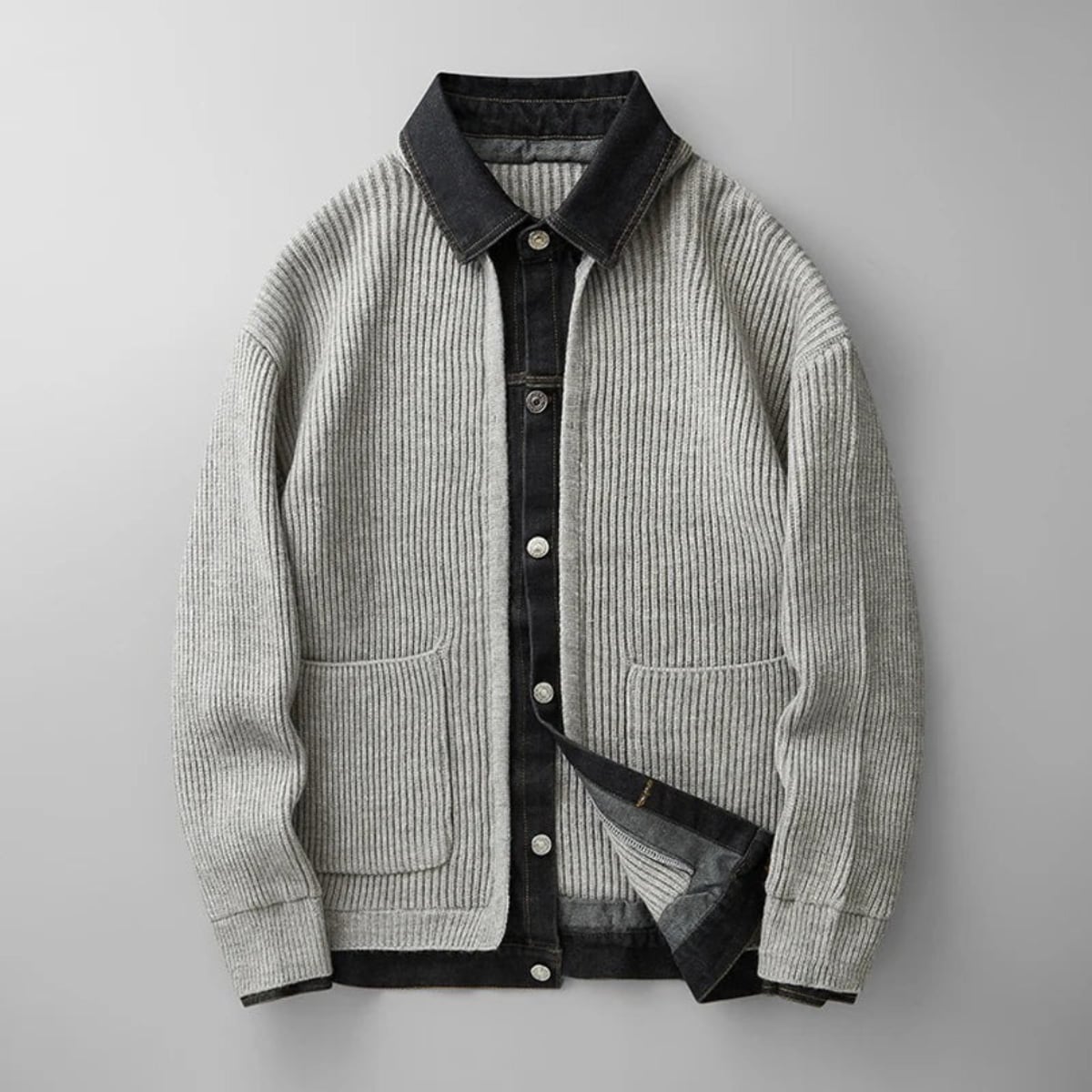 gilet homme col chemise boutonné en gris