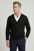 gilet homme col en v boutonné en noir