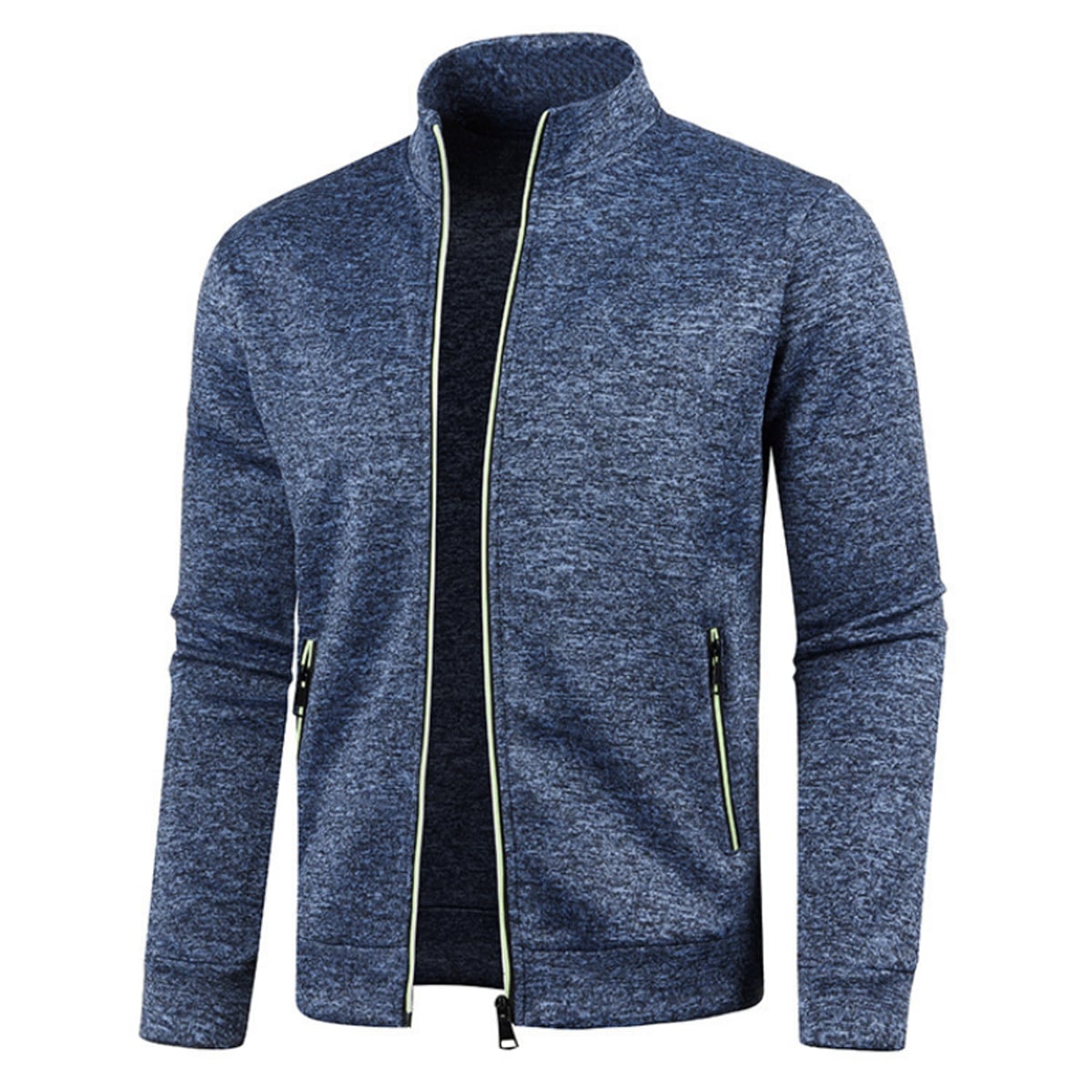 gilet homme col montant zippé en bleu