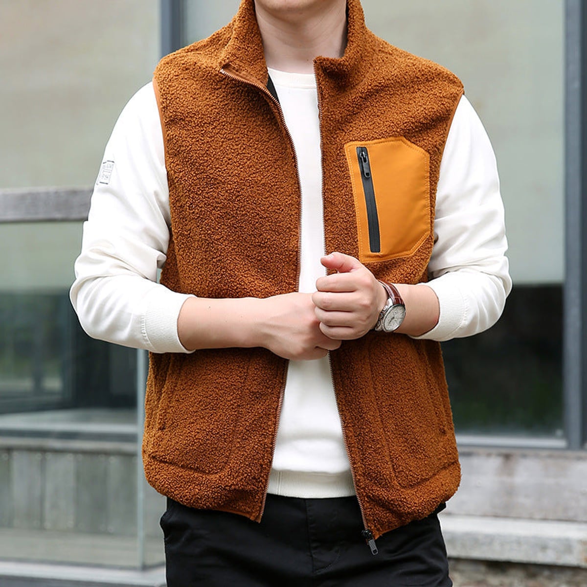 gilet homme coupe décontractée poches zippées