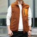 gilet homme coupe décontractée poches zippées marron