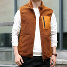 gilet homme coupe décontractée poches zippées marron