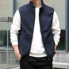 gilet homme coupe décontractée poches zippées bleu marine