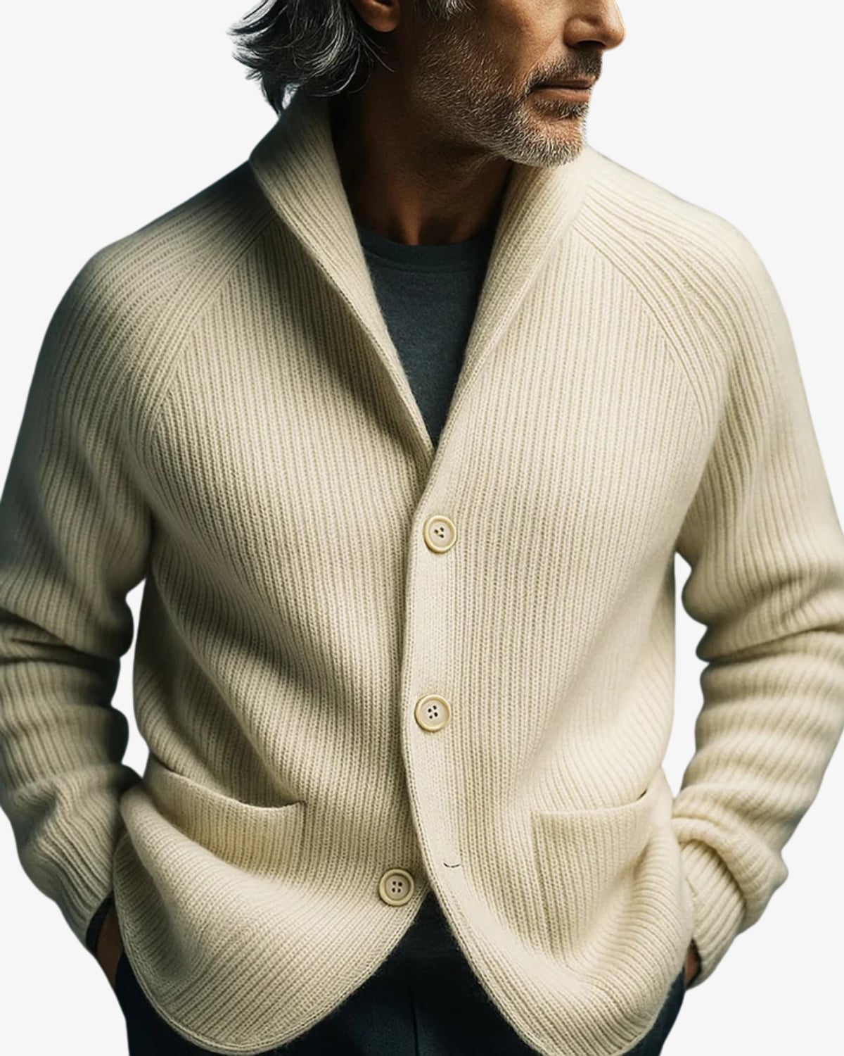 gilet homme habillé col montant boutonné en blanc