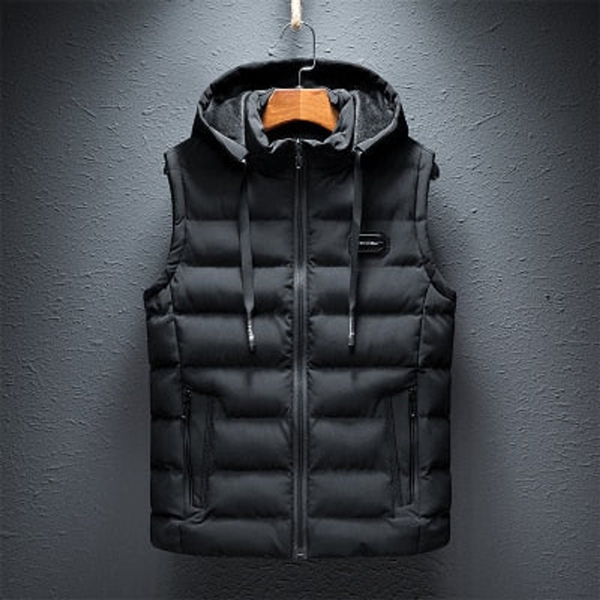 gilet homme sans manches matelassé zippé en noir