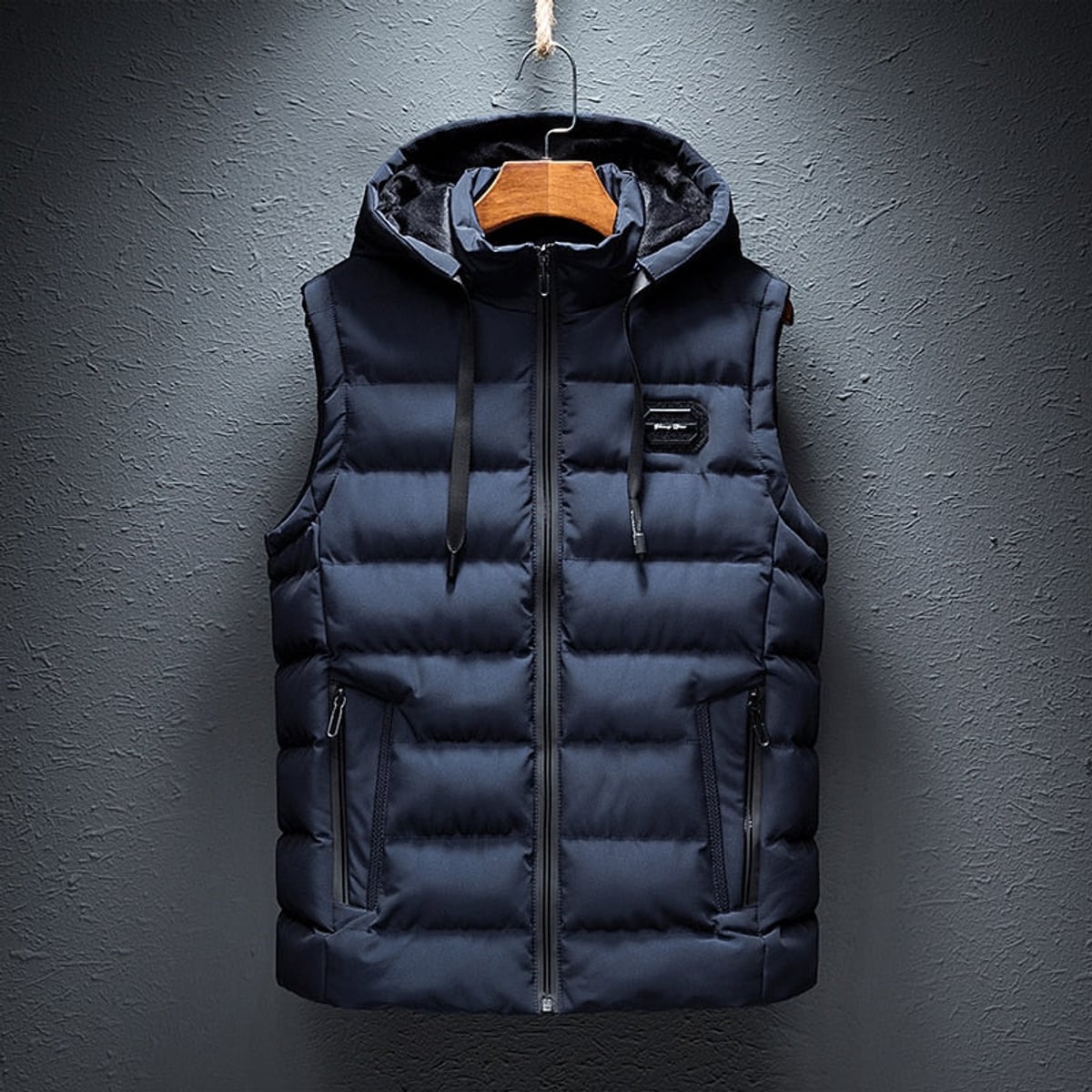 gilet homme sans manches matelassé zippé en bleu