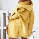gilet long femme oversize à capuche en jaune
